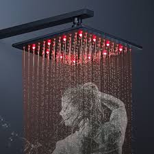 Matte Black 16 Inch Led Rainfall Shower