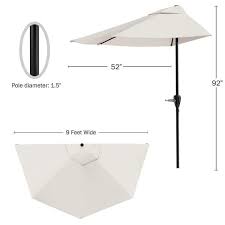 9 Ft Half Round Patio Umbrella