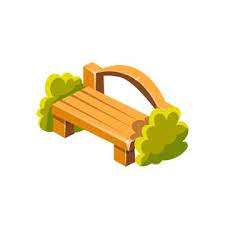 Wooden Bench With Back Isometric Garden