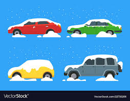 Cartoon Color Cars Covered Snow Icon
