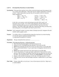 Lab 5 2 Decomposition Reactions