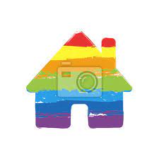 House Icon Drawing Sign With Lgbt