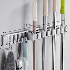 Mop Organizer With 4 Clips And 5 Hooks