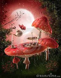 Fairy Garden With Red Mushrooms