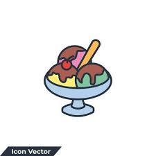 Ice Cream Bowl Icon Logo Vector