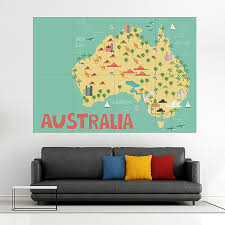 Map Australia Block Giant Wall Art Poster