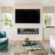 Fireplace Between Windows Design Ideas