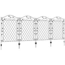 Outsunny Garden Fence 4 Pack Metal