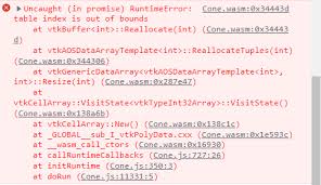 vtk wasm runtimeerror table index is