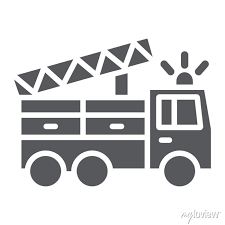 Fire Truck Glyph Icon Transport And