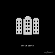 White Office Block Vector Icon On Black