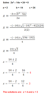 Quadratic Formula Solutions Solving