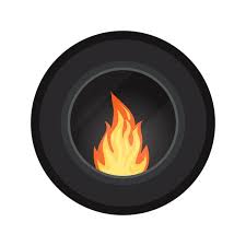 Fireburning Fireplace Closeup