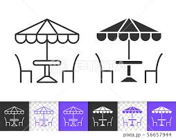 Street Cafe Umbrella Table Chair Line