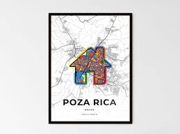 Poza Rica Mexico Minimal Art Map With A