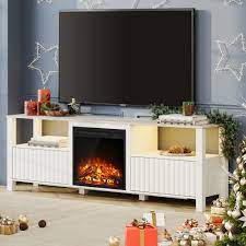 Wampat White Fireplace Tv Stand For 75