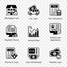 Debt And Finance Glyph Icons Vector