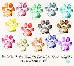 Watercolor Paw Print Clipart Cat Dog