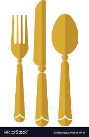 Spoon Knife And Fork Gold Color Icon