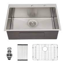 W Single Bowl Drop In Kitchen Sink With