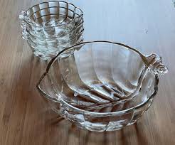 Vintage Clear Glass Serving Bowl Set