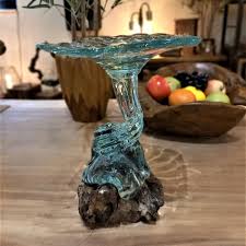 Tree Root Wood With Glass Sweet Dish