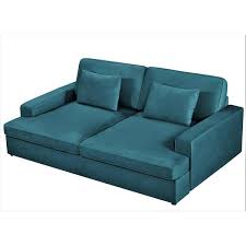 Kimberley 94 49 In Greenish Blue Solid Velvet Twin Size Sofa Bed