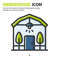 Greenhouse Icon Vector With Outline