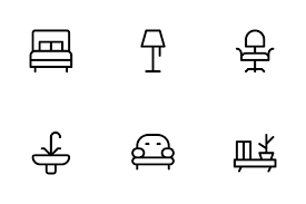 753 Modern Living Room Line Icons