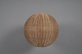 Large Rattan Globe Pendant Lamp 1960s