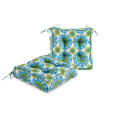 Green Blue Outdoor Beach Seat Cushions Pack Of 2 Tufted Patio Chair Pads Square Foam For Dining Chair 19 X19 X5