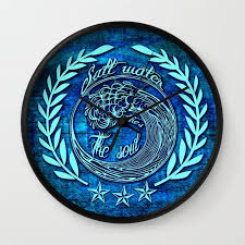 Icon On Blue Grunge Base Wall Clock