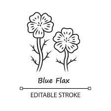 Blue Flax Plant Linear Icon Thin Line