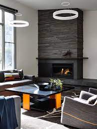 Black Stone Fireplace Modern