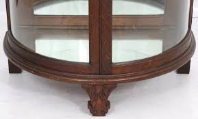 Lot Carved Oak Curved Glass Curio Cabinet