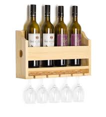 Wine Rack With 5 Long Stem Glass Holder