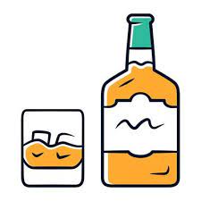 Whiskey Orange Color Icon Bottle And