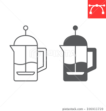 French Press Line And Glyph Icon