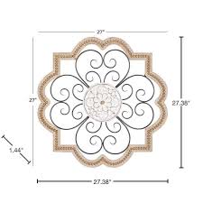 Brown Carved Beading Scroll Wall Decor