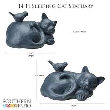 Southern Patio 9 5 In W Sleeping Cat Garden Statue Black
