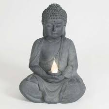 Luxenhome Meditating Buddha Statue With Solar Light