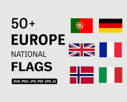 Europe Countries Flags Svg Bundle Set