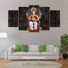 Printed Lord Ganesh 5 Piece Canvas Wall