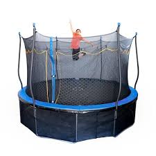 Kinertial 15 Ft Round Blue Backyard Trampoline With Enclosure