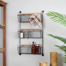 Hanging Baskets Metal Wall Shelf