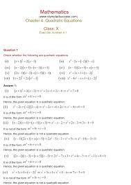 Quadratic Equations Exercise 4 1