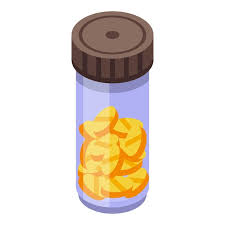 Glass Jar With Yellow Pills Vector Icon