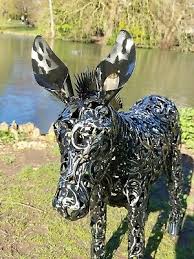 Metal Donkey Garden Ornament Statue