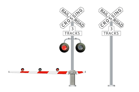 Road Signs And Railroad Crossing