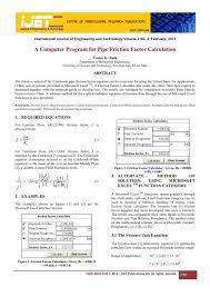 Pipe Friction Factor Calculation